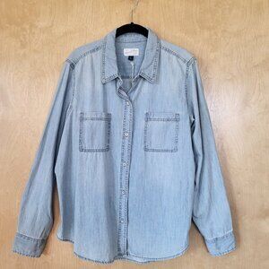 Universal Thread Button Down Light Wash Denim Shirt Size XXL